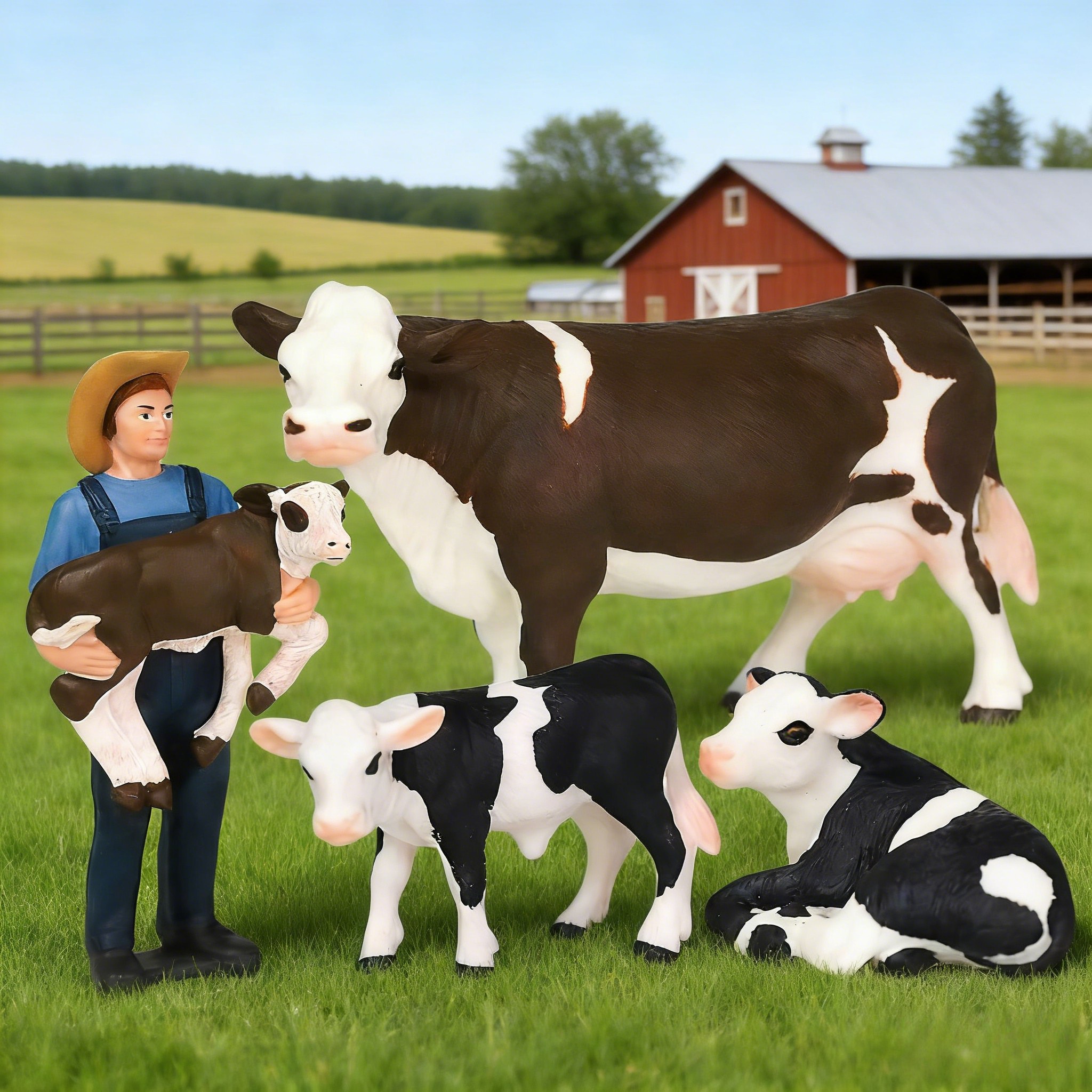 Farming Agriculture Stocks - Farm Farmer And Cow Model Set