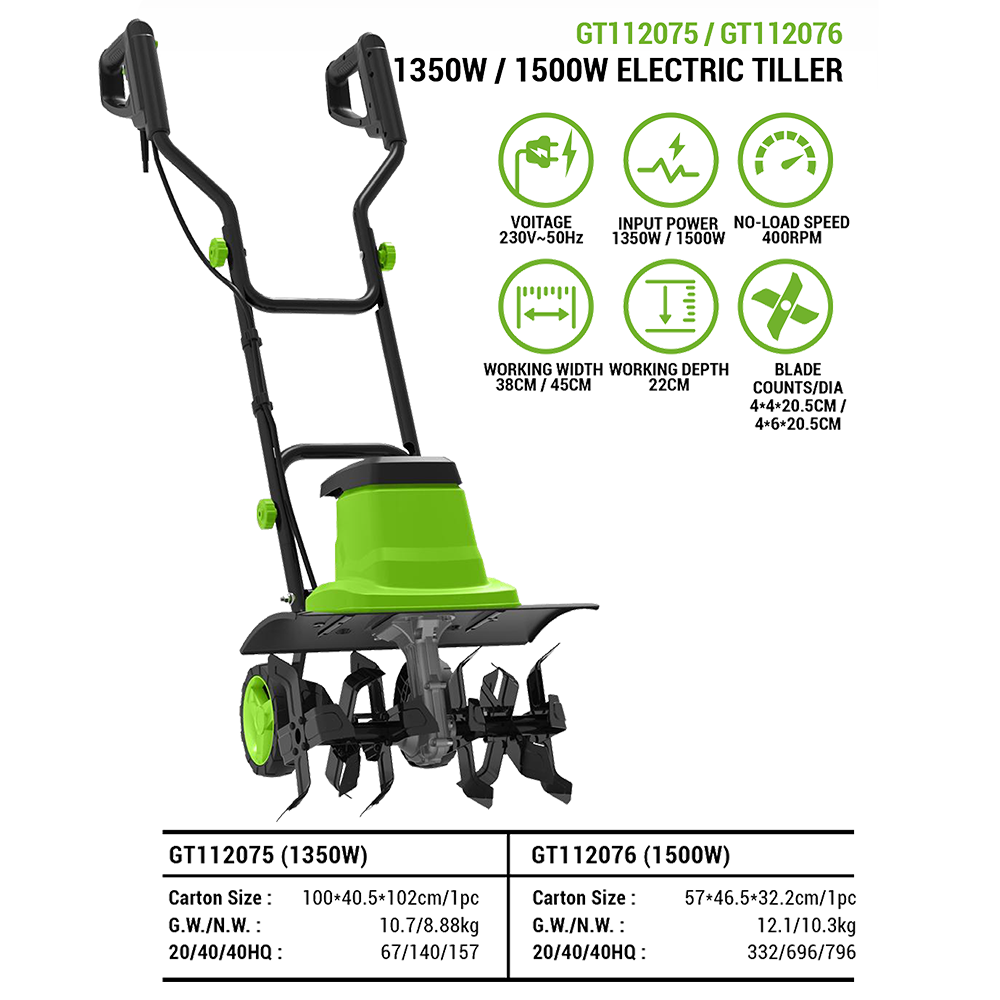 Vertak 1350W Electric Garden T - Soil Tilling Cultivator recension och pris