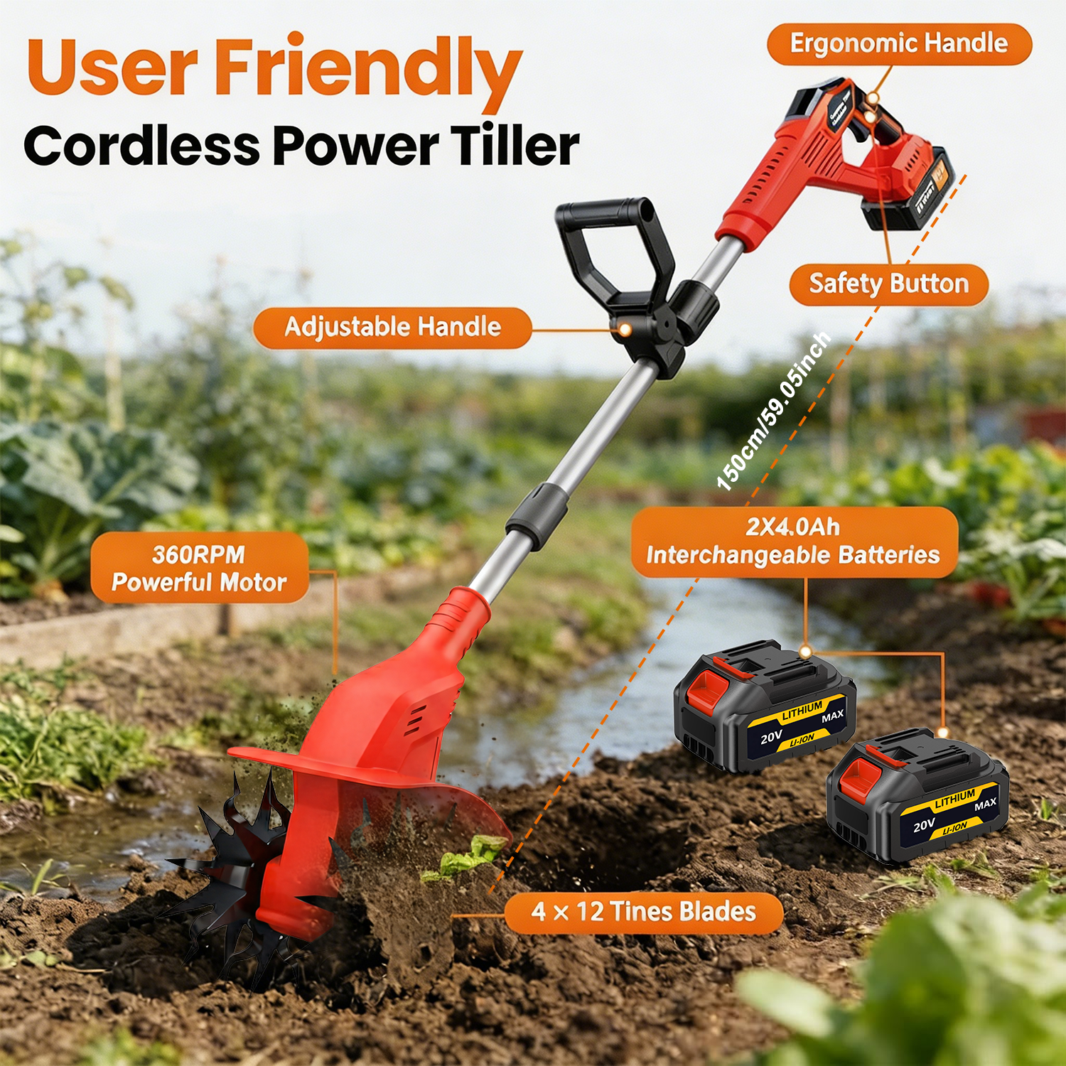 20V Cordless Tiller Cultivator - Soil Tilling Cultivator recension och pris