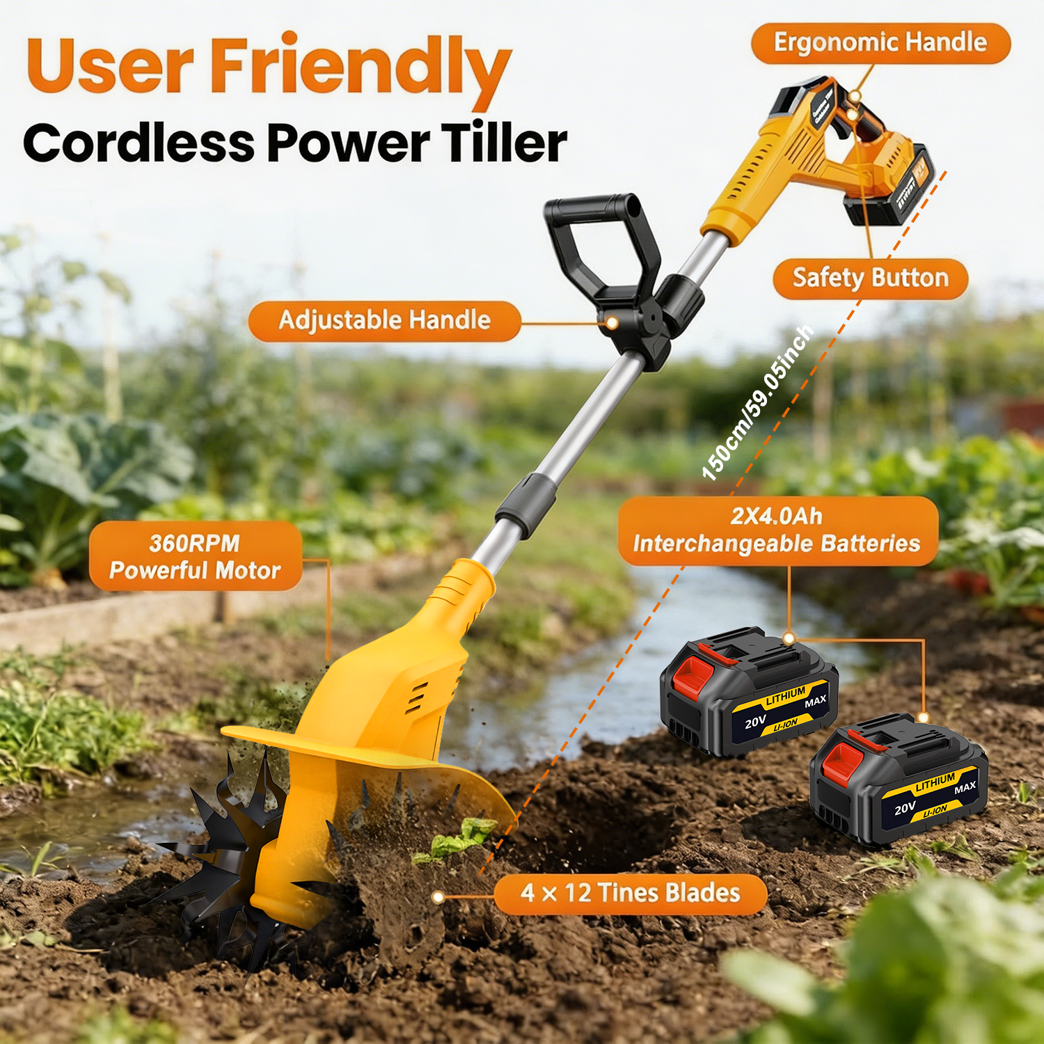 20V Cordless Tiller Cultivator - Soil Tilling Cultivator recension och pris